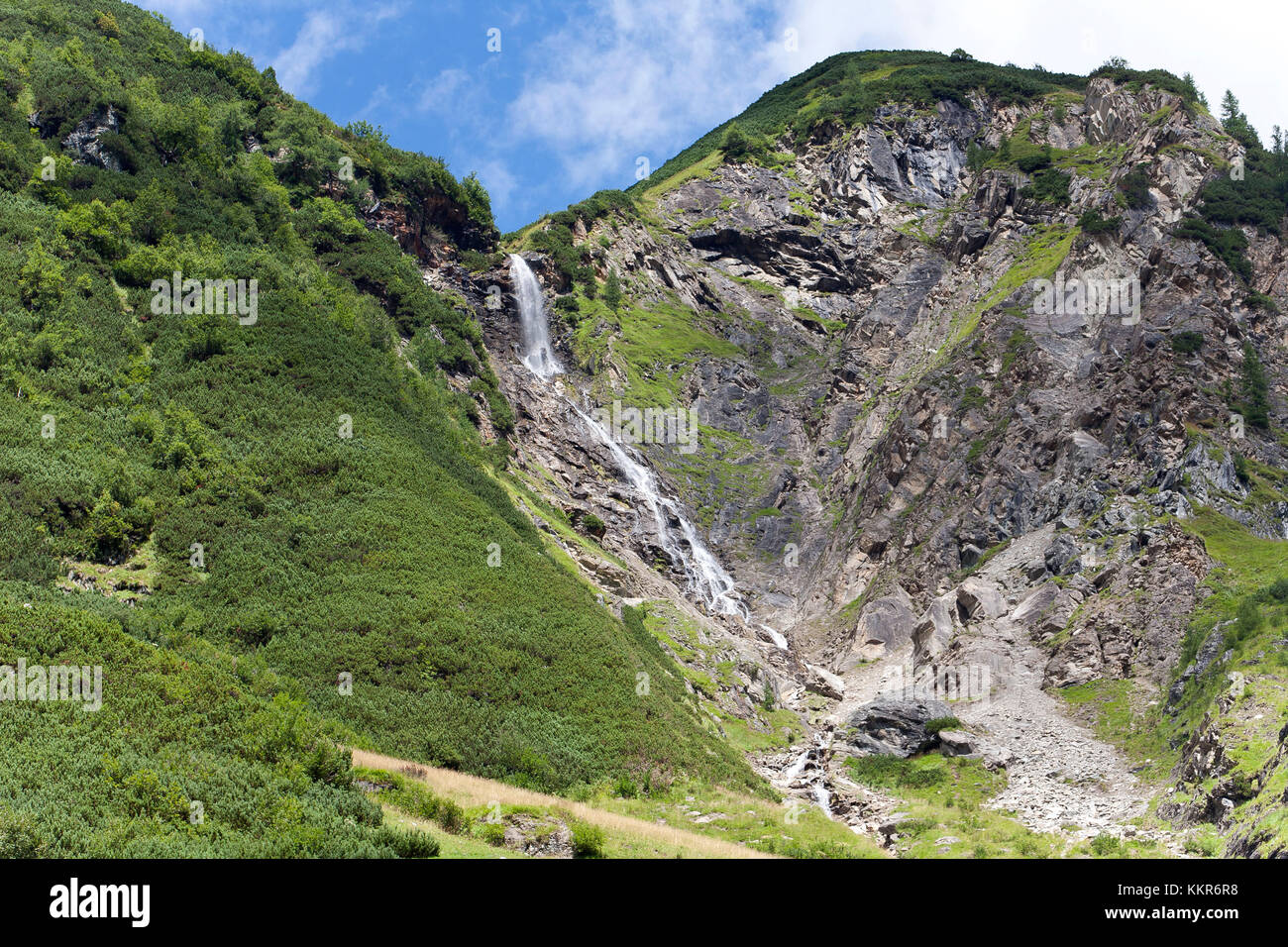 Waterfall in the Krumtal, Rauris, Pinzgau, Austria Stock Photo