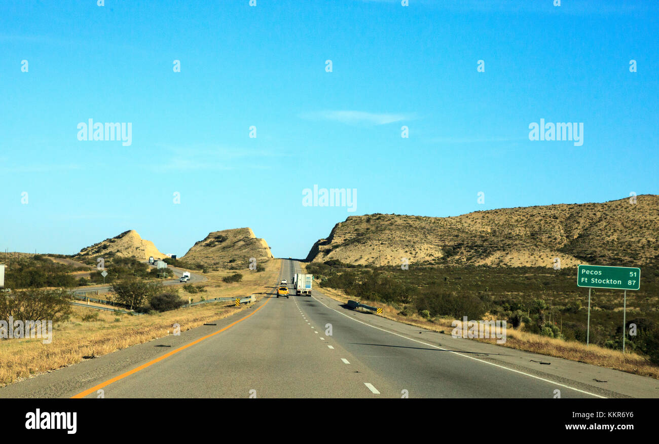 Sierra Blanca and Davis Mountains visible from the I10 highway headed