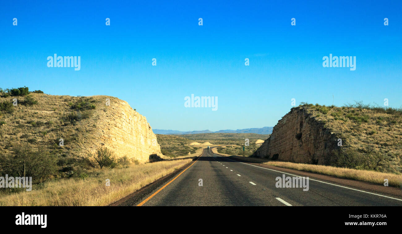 Sierra Blanca and Davis Mountains visible from the I10 highway headed