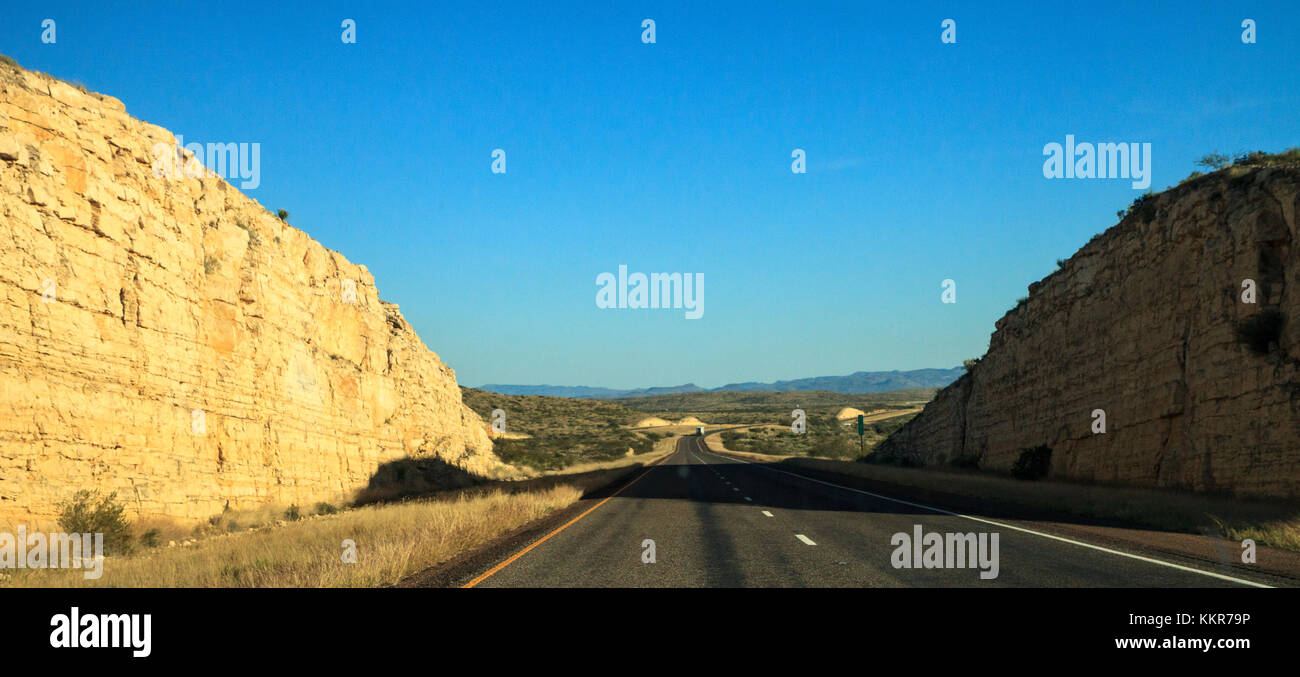 Sierra Blanca and Davis Mountains visible from the I10 highway headed