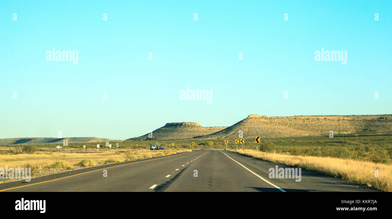 Sierra Blanca and Davis Mountains visible from the I10 highway headed