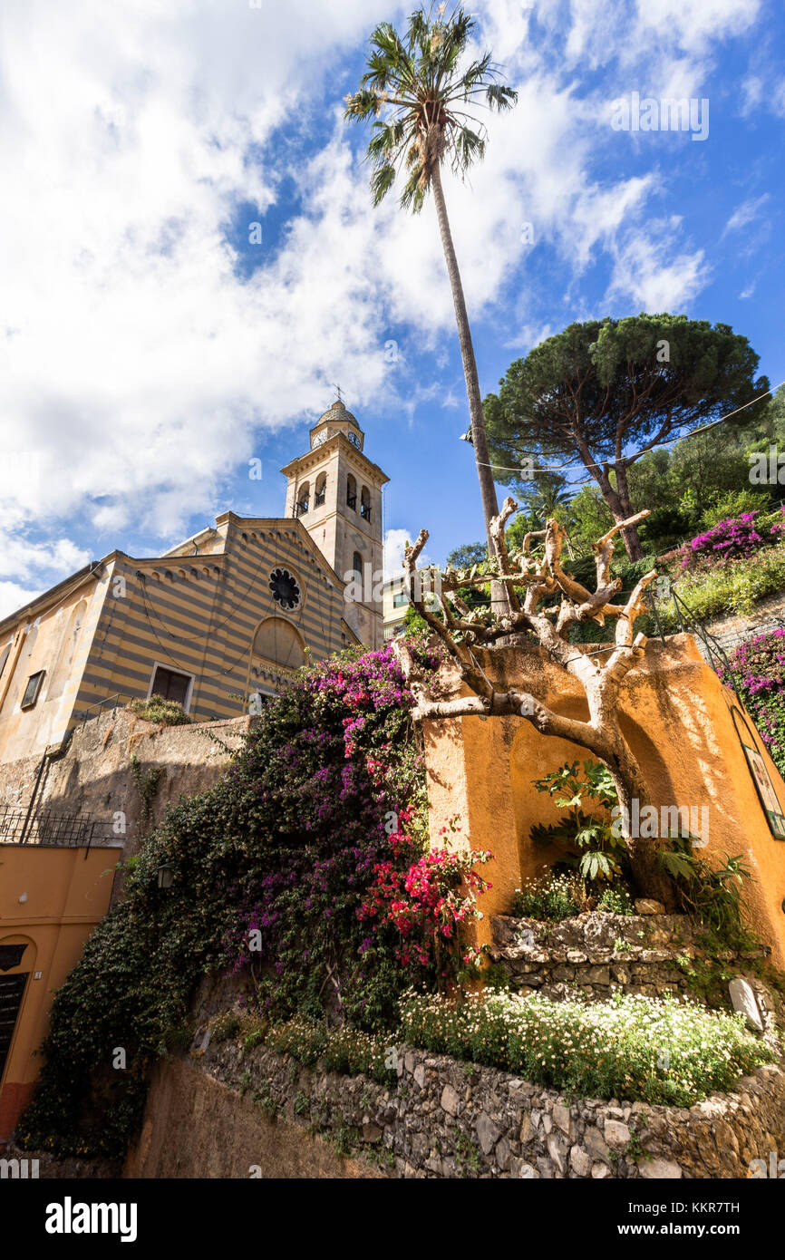 Church of St. Martino in Portofino village , Genova district, Liguria, Italy. Stock Photo