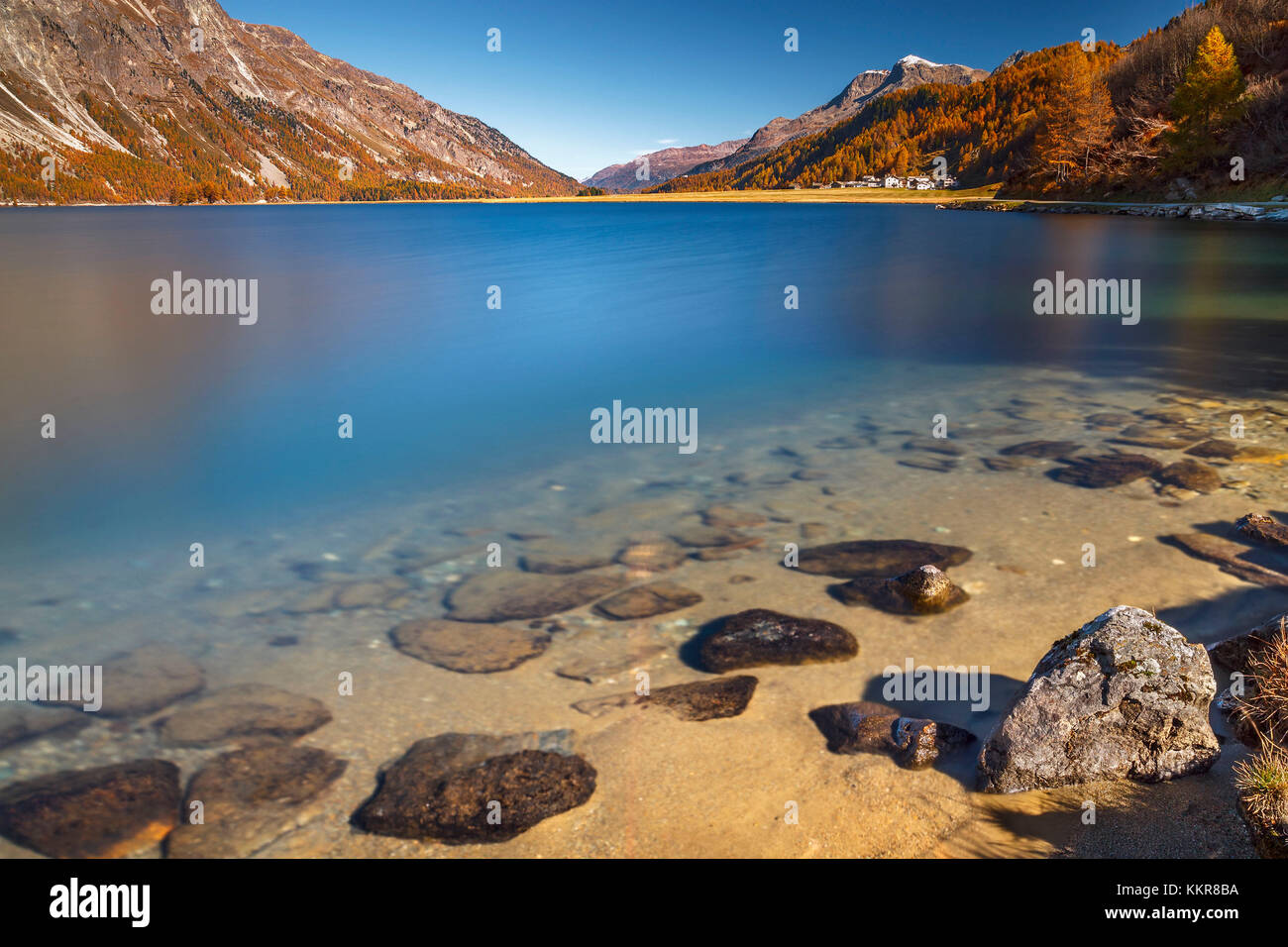 Lake Sils, Engadine, Canton of Graubunden, Switzerland, Europe Stock Photo