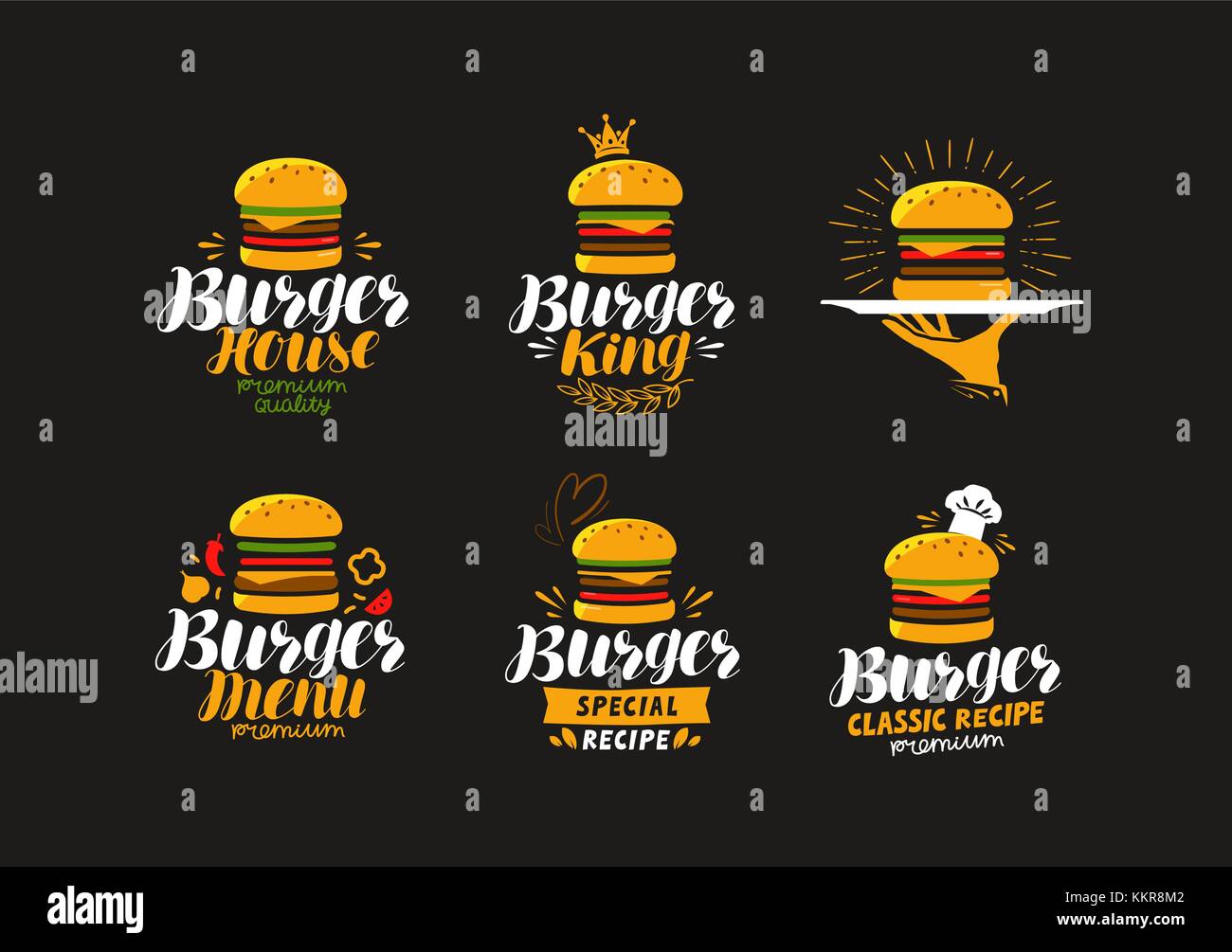 American food logo. Burger, cheeseburger, hamburger icon or label