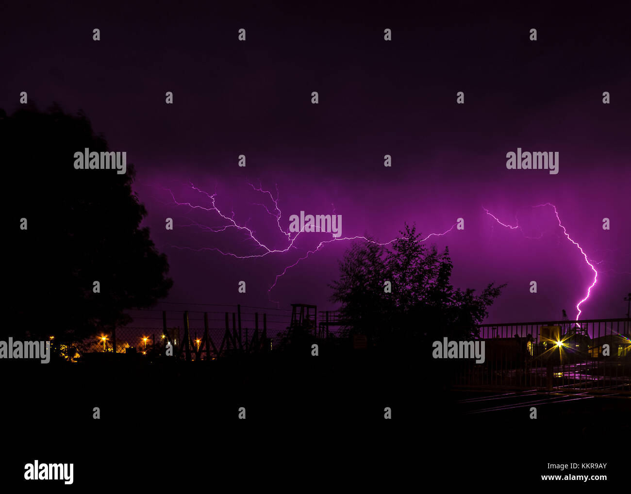 A thunderstorm over the german city Wilhelmshaven Stock Photo