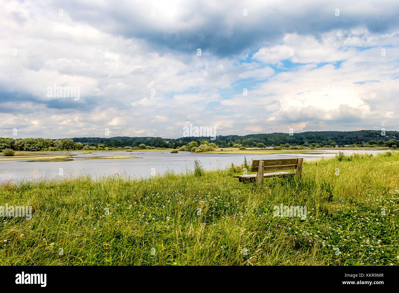 High water of the river Elbe near Geesthacht Stock Photo