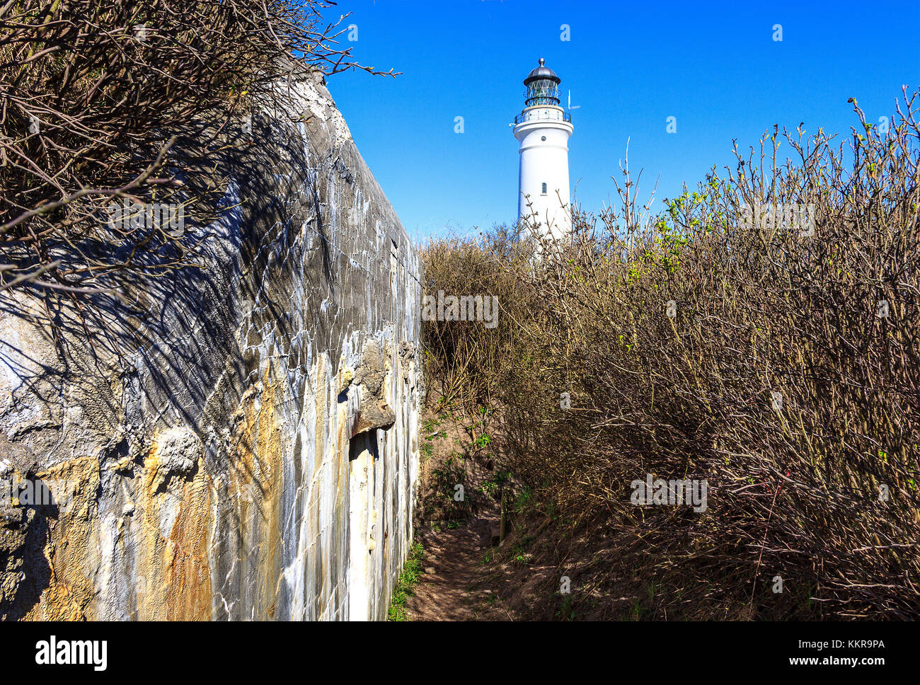 Lighthouse at the northern sea coast of Hirtshals, Denmark Stock Photo