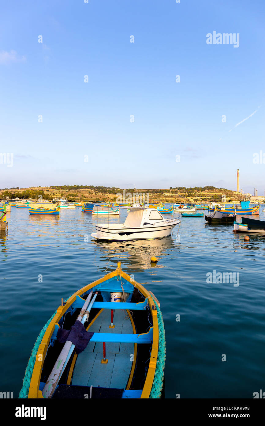 Marsaxlokk is a traditional fishing village in the South Eastern Region of Malta. Stock Photo