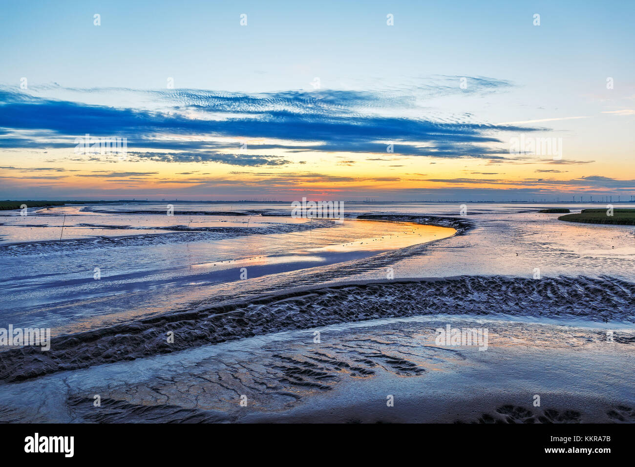 The Dollart, a bay in the wadden sea between the northern Netherlands and Germany Stock Photo