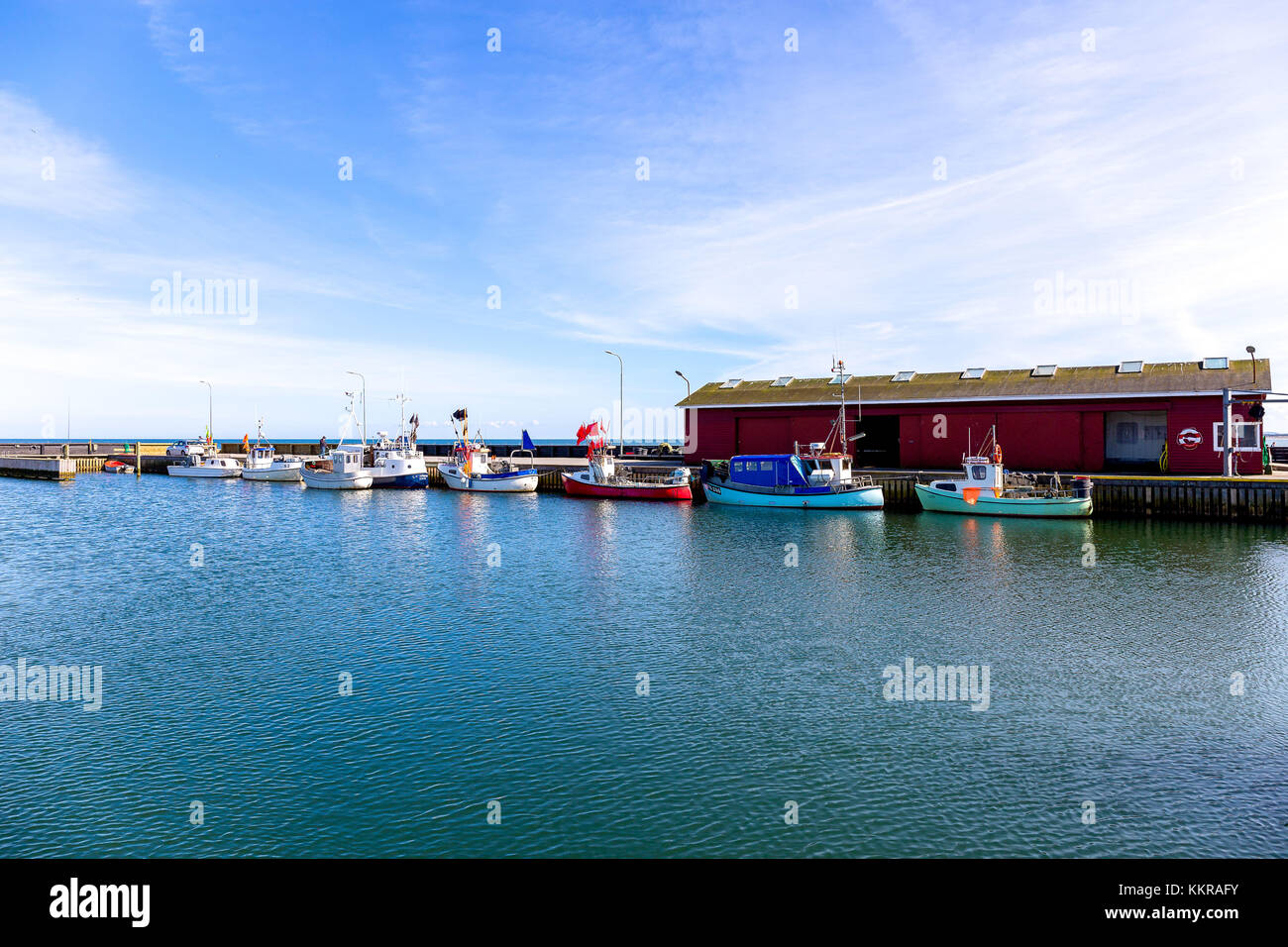 The harbor of the little danish village Aalbæk near Skagen in the Area of Kattegat Stock Photo