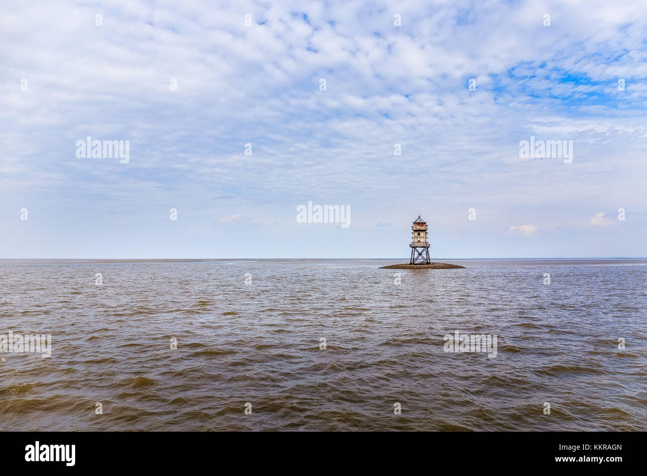 The lighthouse Ober-Eversand, locally known as Kormoranturm Stock Photo