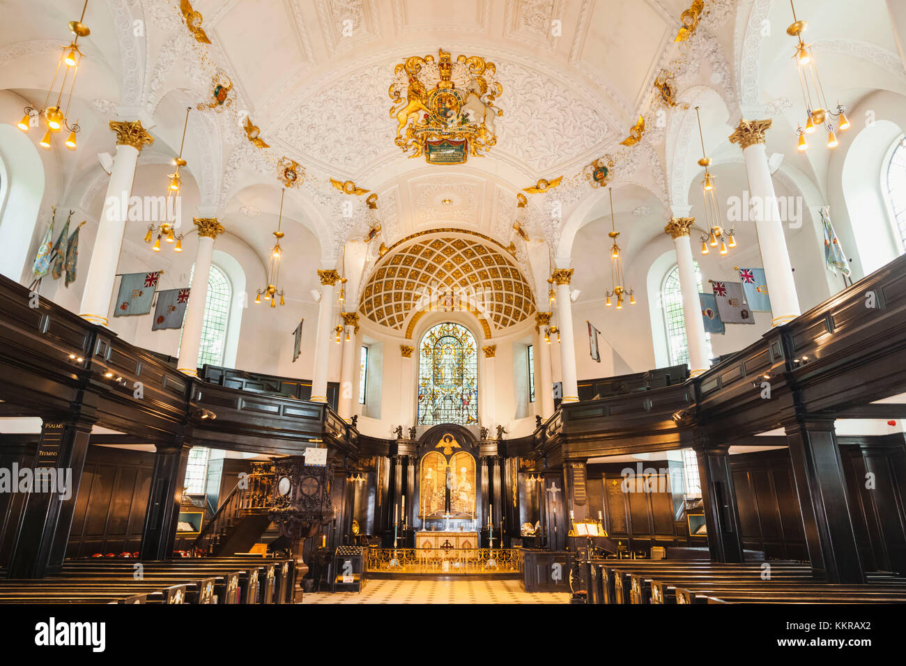 England, London, The Strand, St Clement Danes Church, Interior View Stock Photo