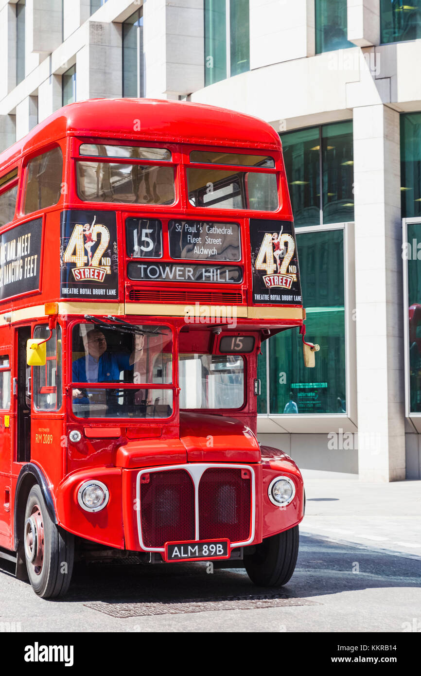 England, London, Vintage Routemaster Doubledecker Red Bus Stock Photo