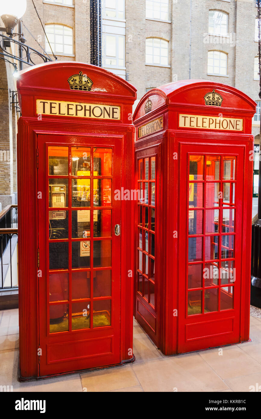 England, London, Vintage Red Telephone Boxes Stock Photo