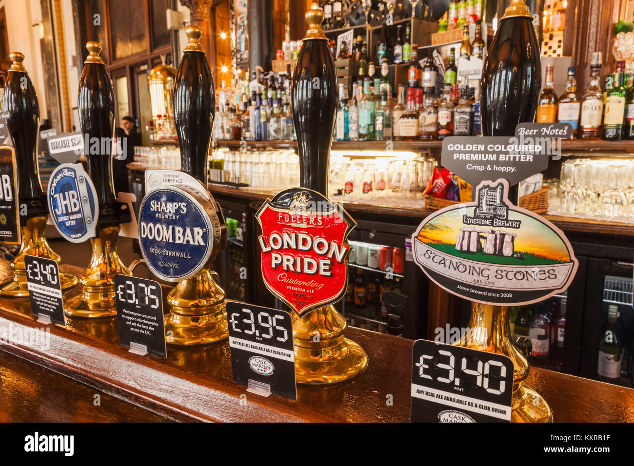 England, London, Pub Beer Pump Handles Stock Photo Alamy