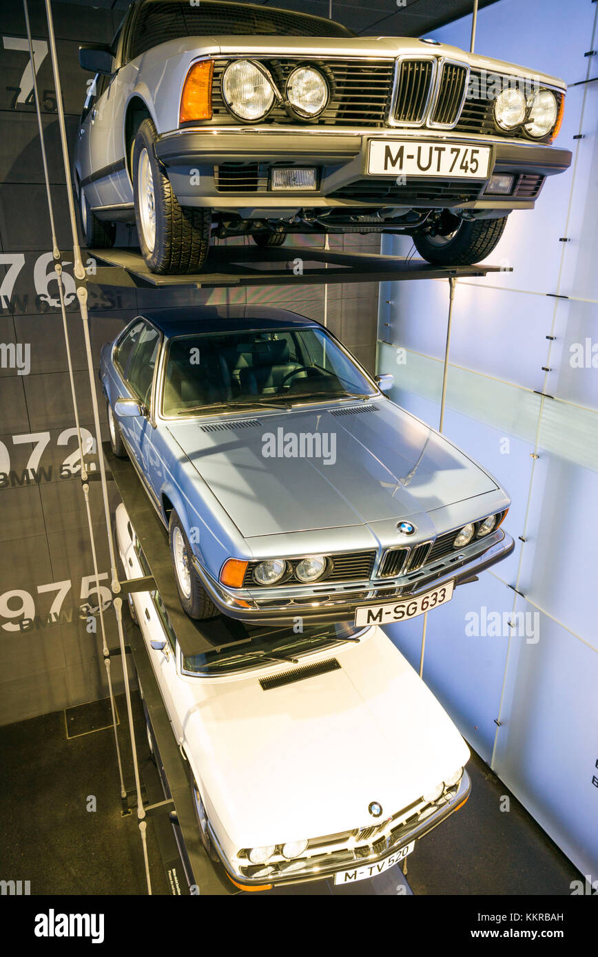 Germany, Bavaria, Munich, BMW Museum, BMW 6 series cars Stock Photo