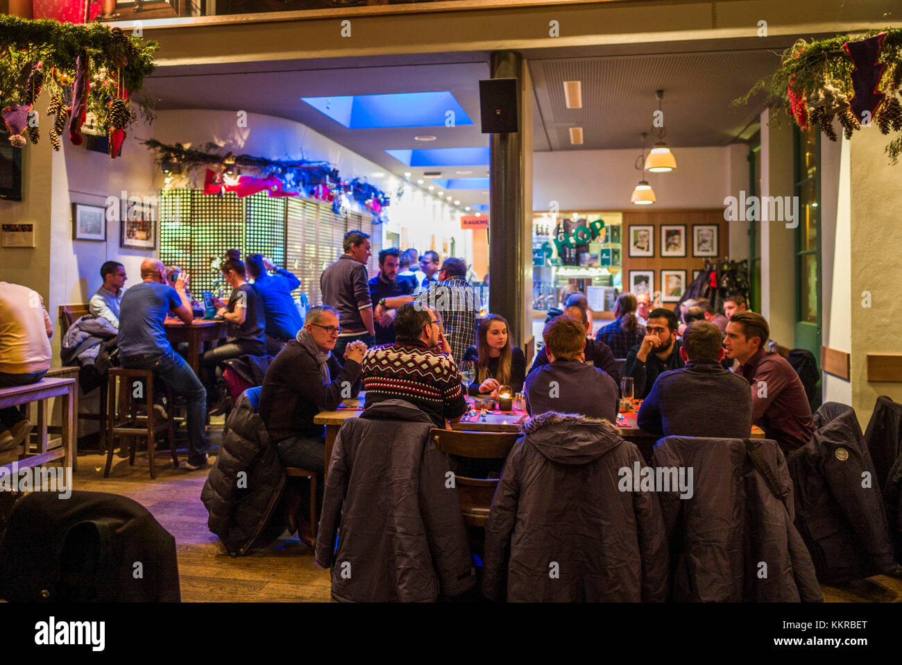 Austria, Salzburgerland, Salzburg, Die Weisse beer hall, interior Stock