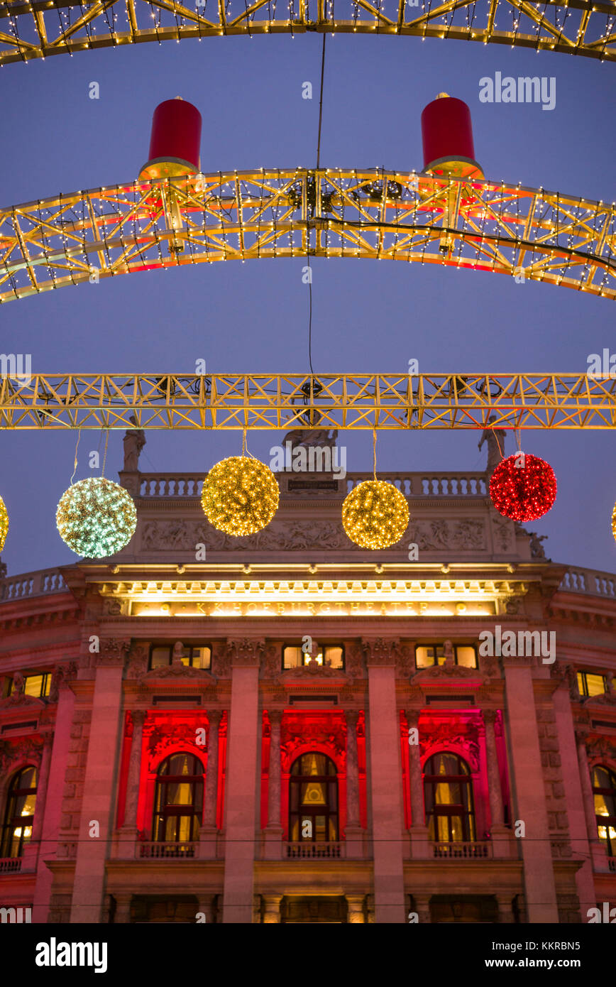 Austria, Vienna, Christmas decorations by the Burgtheater Stock Photo