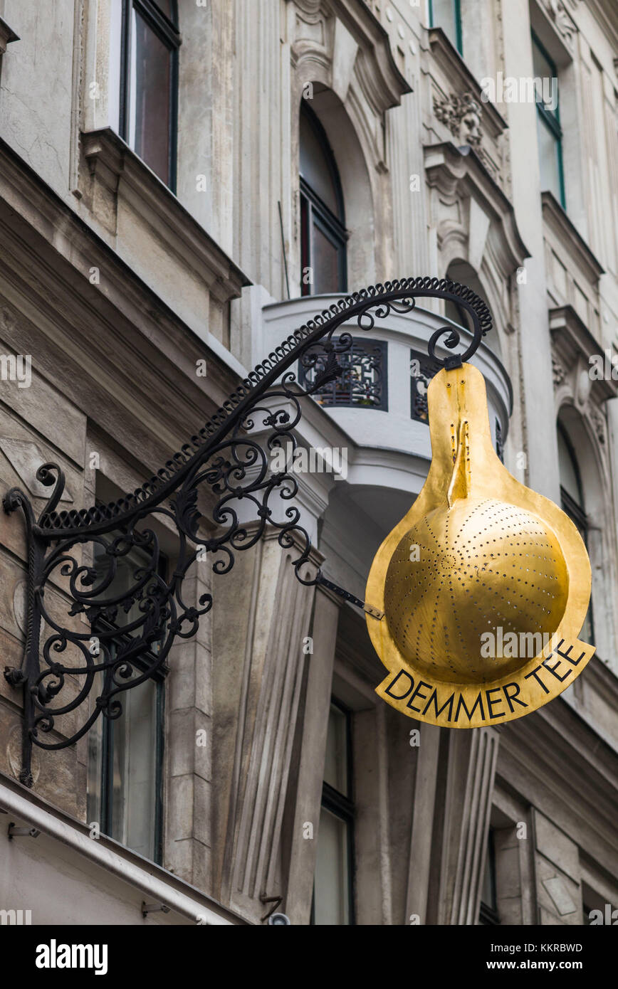 Austria, Vienna, tea shop sign Stock Photo Alamy