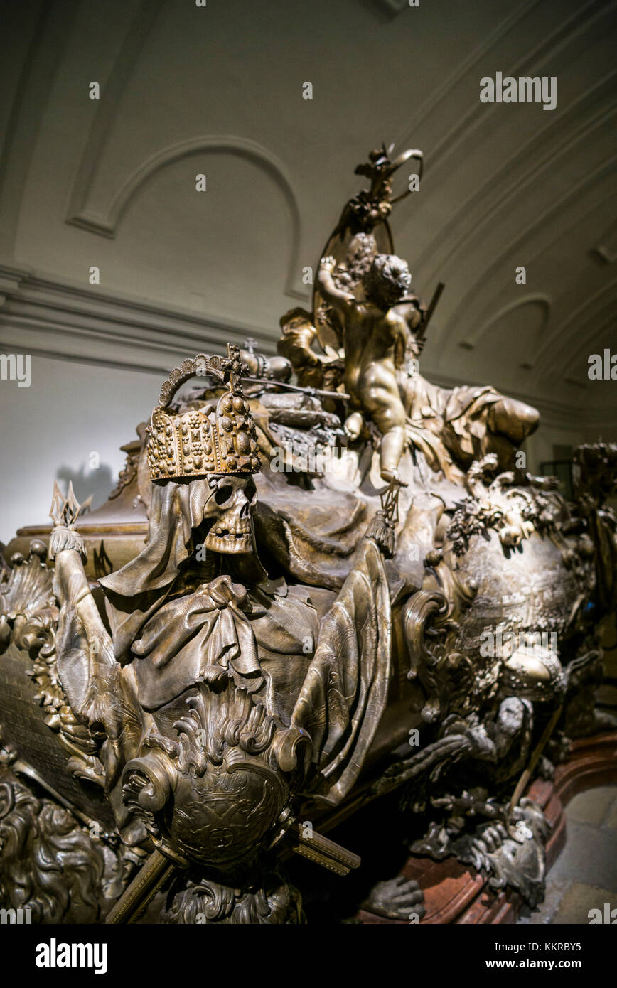 Austria, Vienna, Kaisergruft, Imperial Burial Vault, resting place of the Hapsburg Royal Family, crypt of King Karl Vi Stock Photo