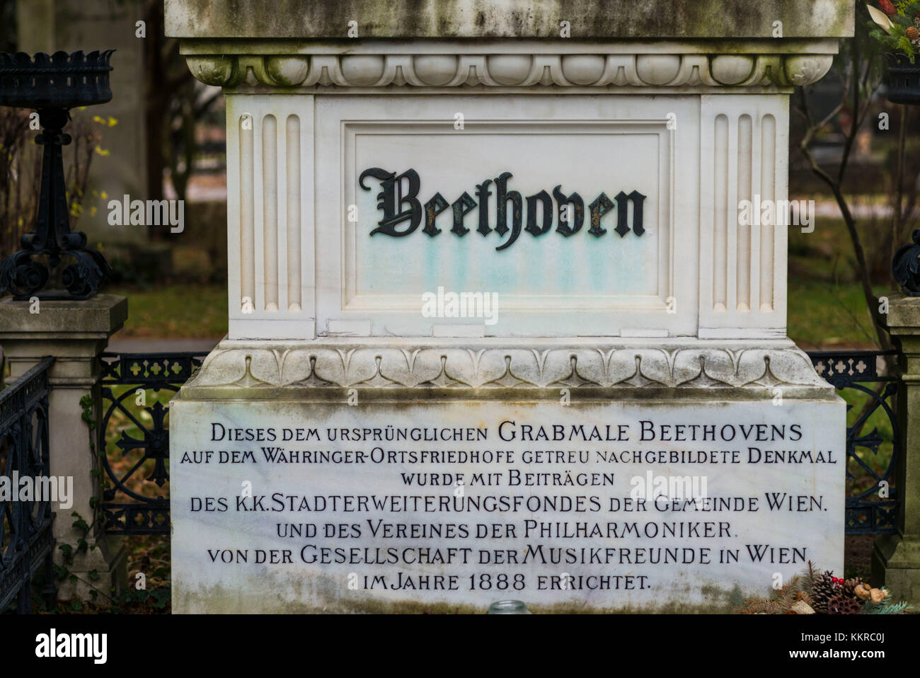 Austria, Vienna, Zentralfriedhof, Central Cemetery, grave of the composer Ludwig von Beethoven Stock Photo