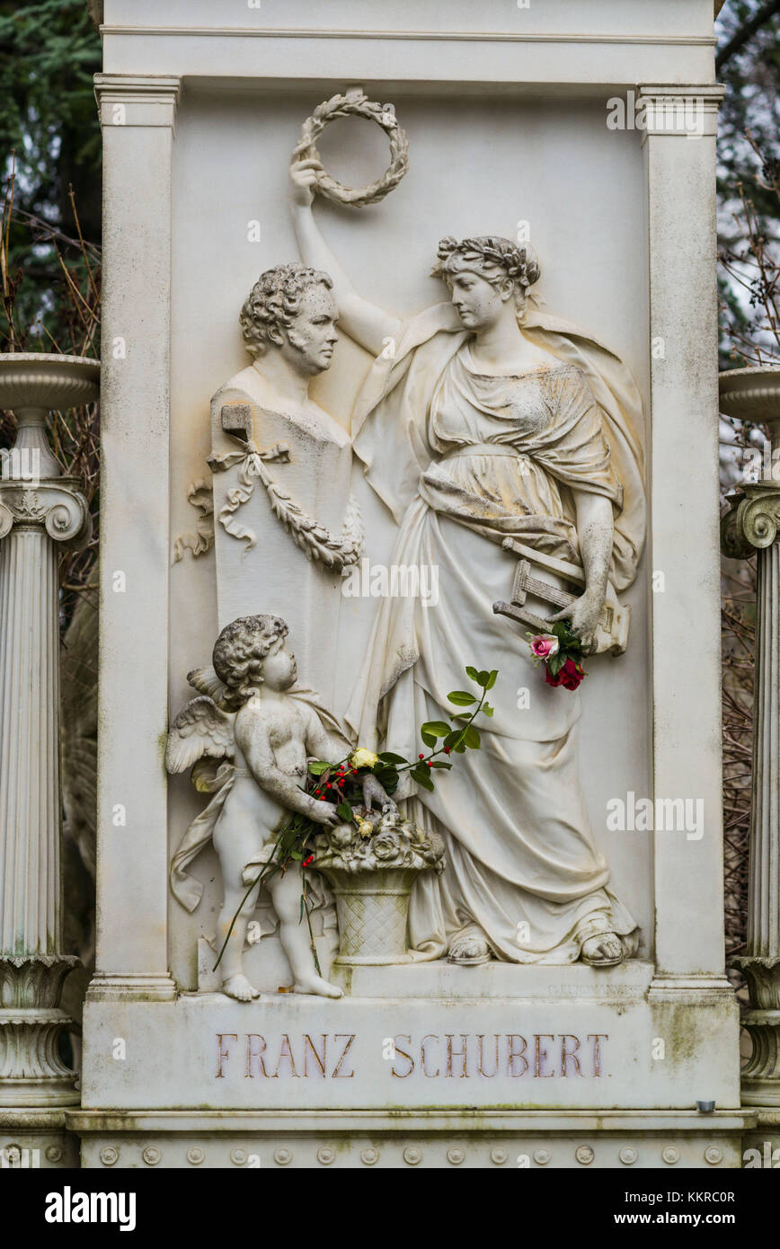 Austria, Vienna, Zentralfriedhof, Central Cemetery, grave of the composer Franz Shubert Stock Photo