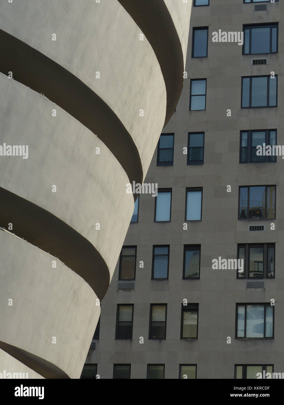 Guggenheim Museum designed by Architect Frank Lloyd Wright is located on Fifth Avenue and 89th Street Stock Photo