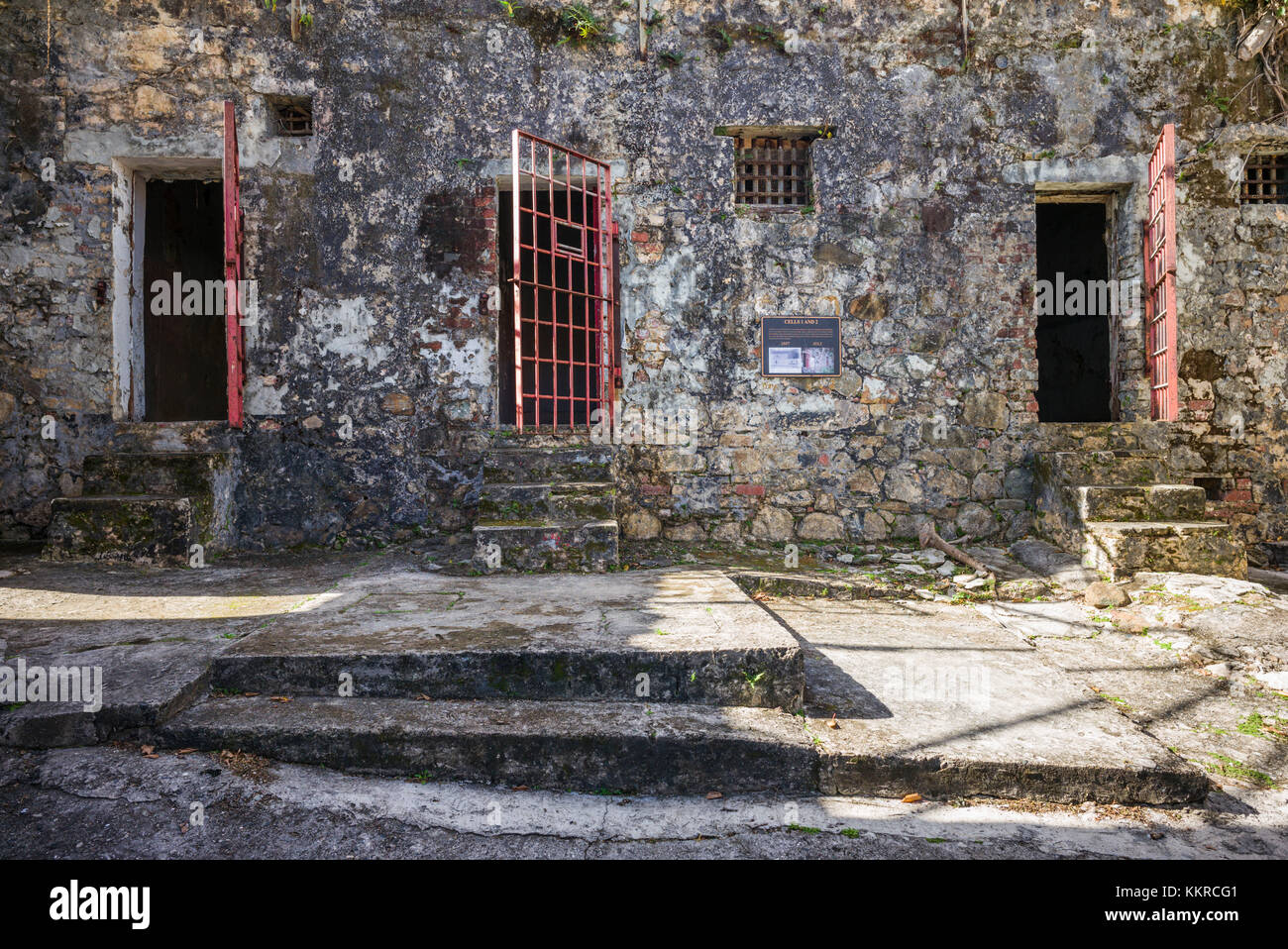 British Virgin Islands, Tortola, Road Town, HM Prison Museum, former prison, cellblock Stock Photo