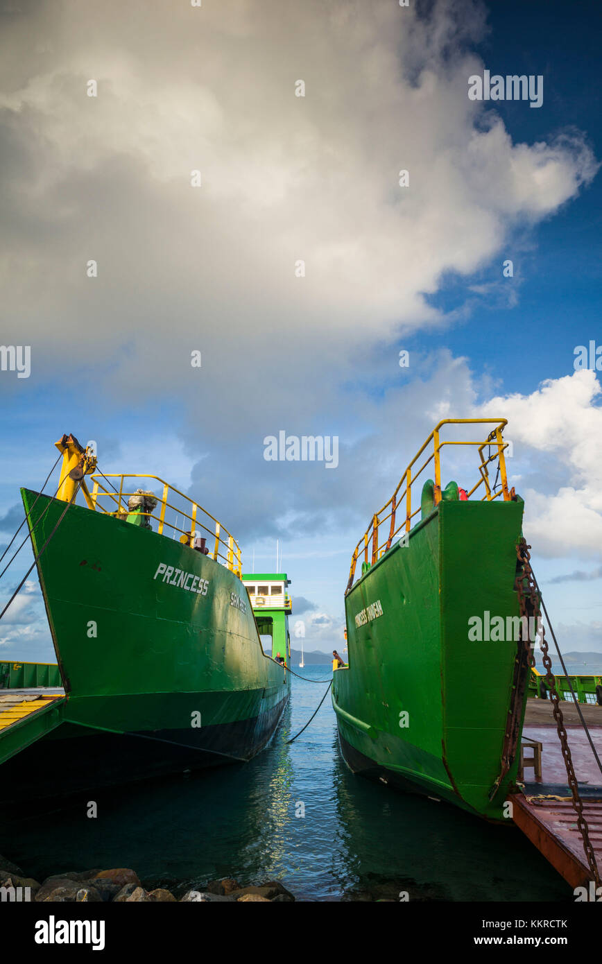 British Virgin Islands, Virgin Gorda, Spanish Town, inter-island cargo ship in port Stock Photo