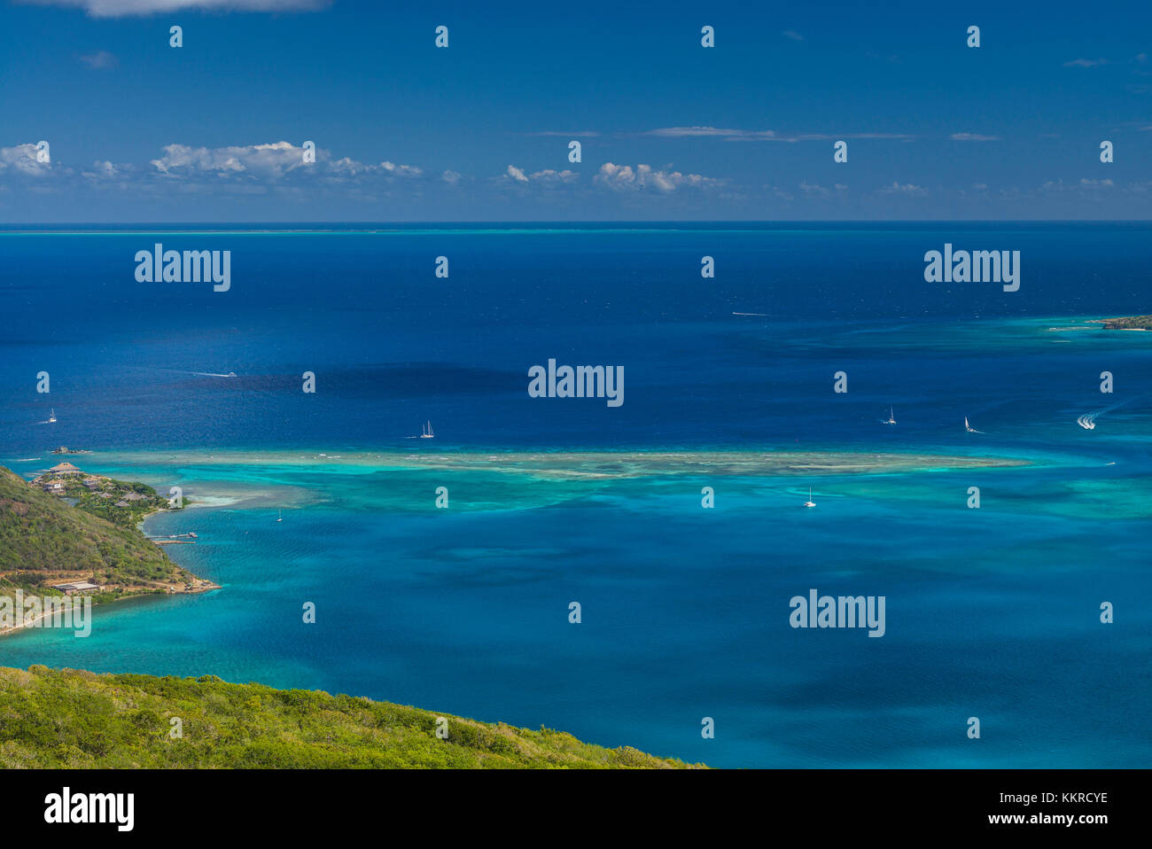 British Virgin Islands, Virgin Gorda, North Sound, elevated view of North Sound from Fanny Hill Stock Photo