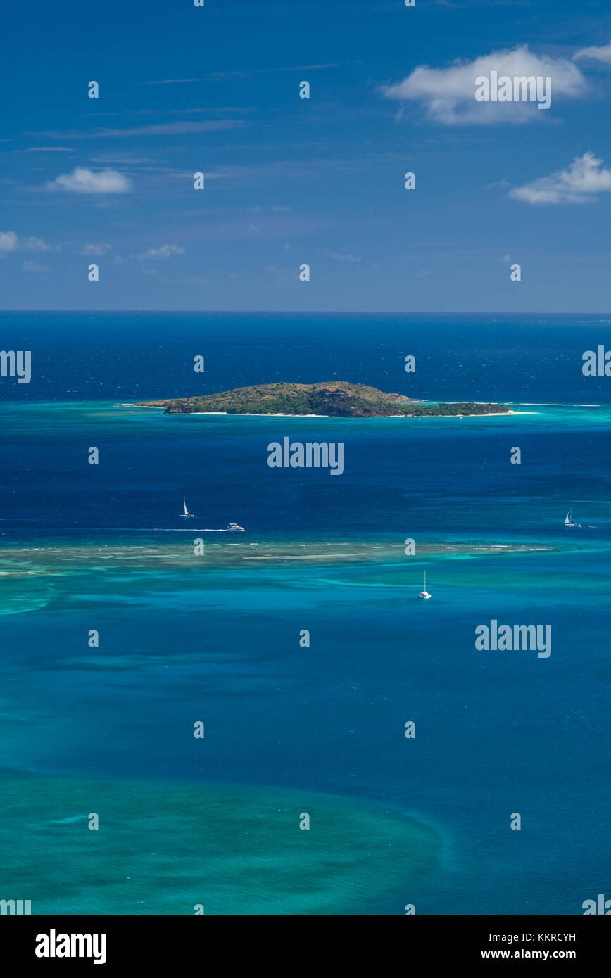 British Virgin Islands, Virgin Gorda, North Sound, elevated view of North Sound from Fanny Hill Stock Photo