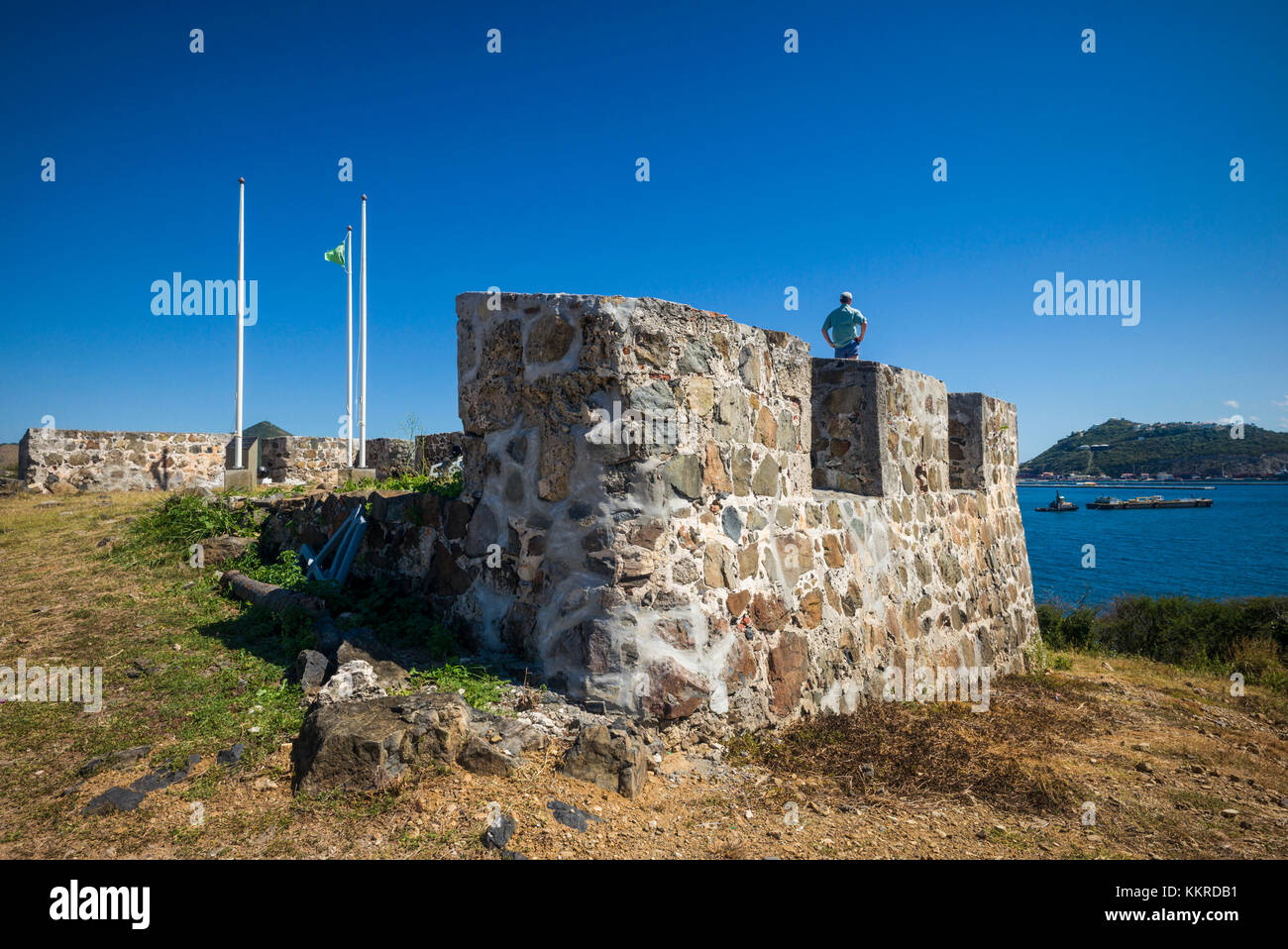 Netherlands, Sint Maarten, Philipsburg, Fort Amsterdam ruins Stock Photo