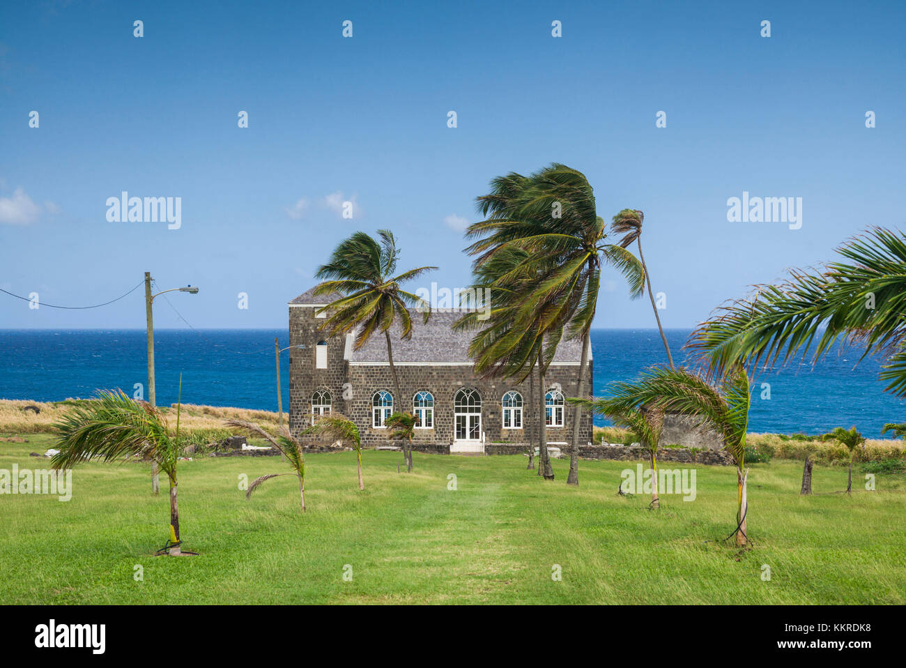 St. Kitts and Nevis, St. Kitts, Belle View, beachfront church Stock Photo