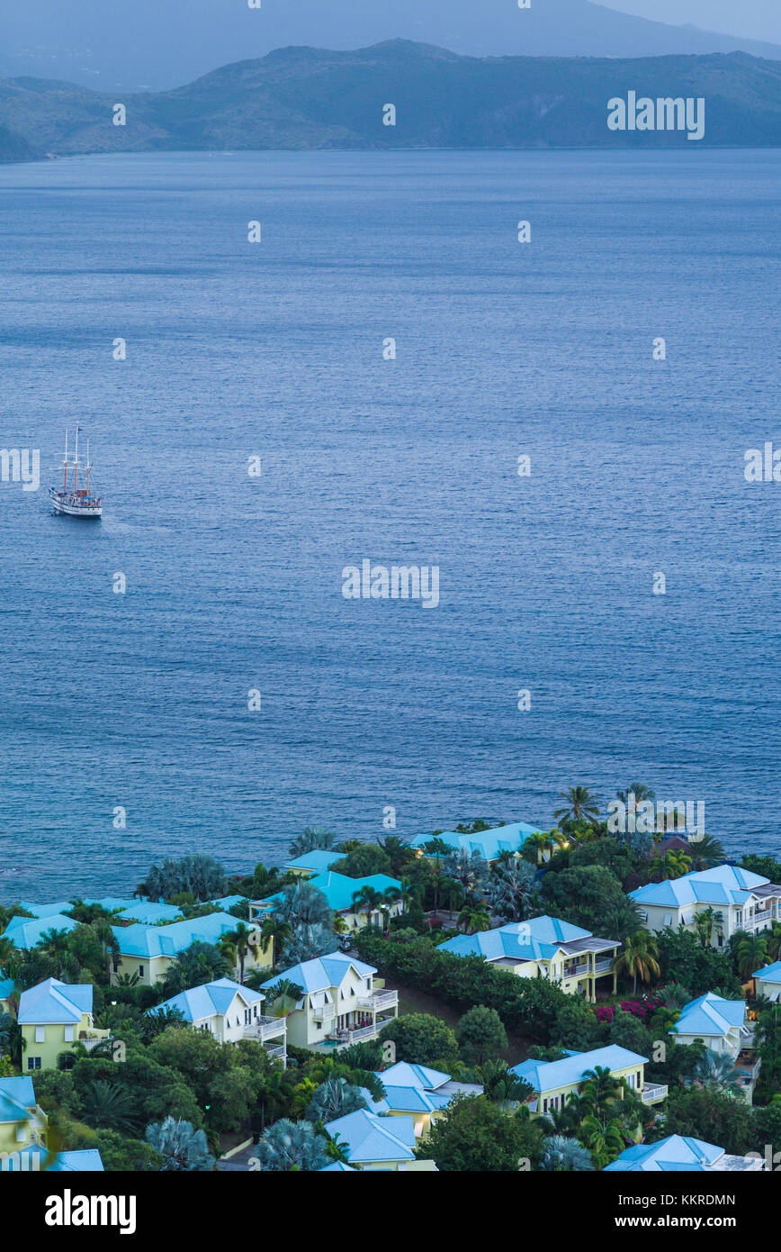 St. Kitts and Nevis, St. Kitts, Frigate Bay, elevated view of