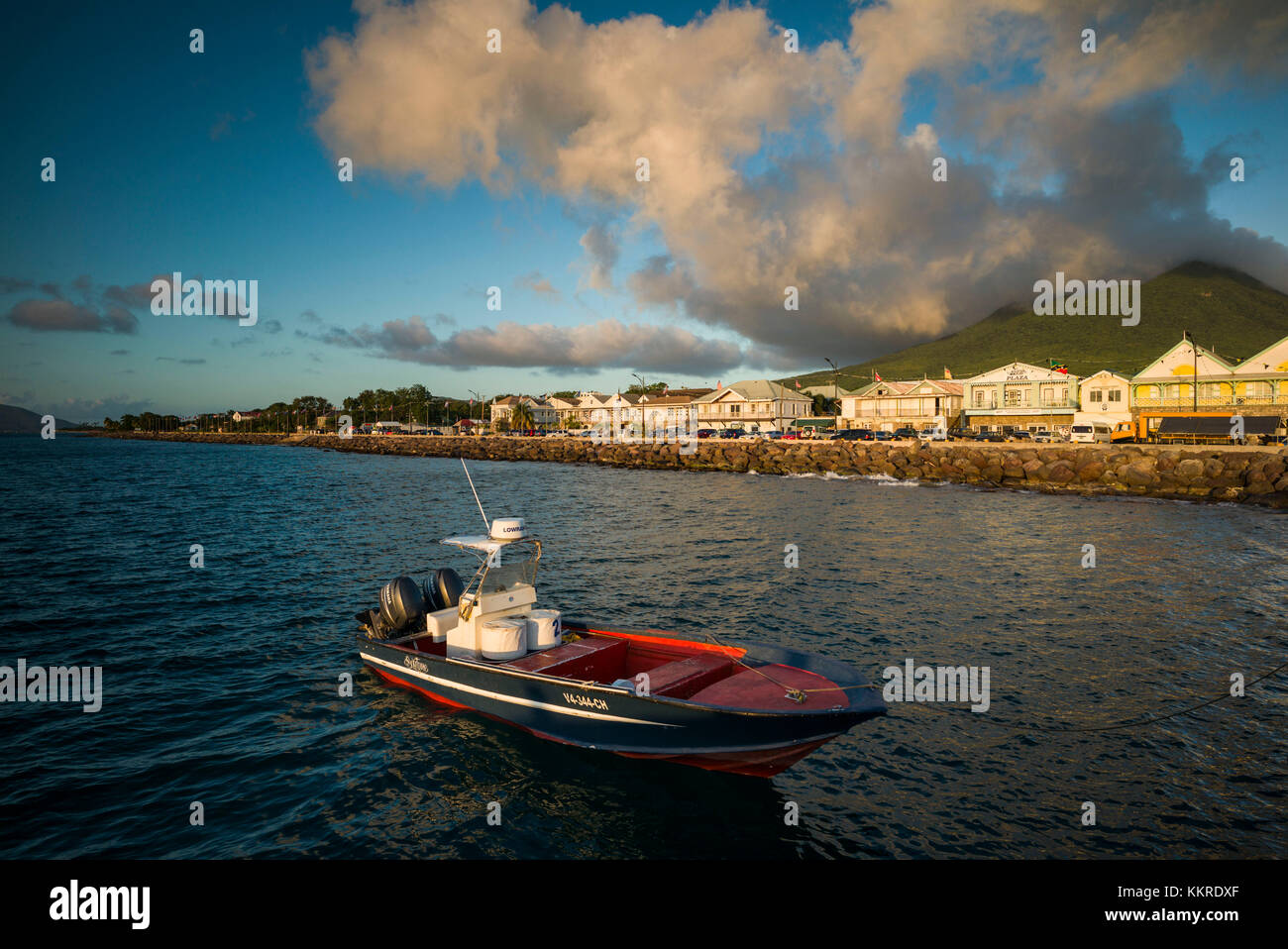 St. Kitts and Nevis, Nevis, Charlestown, waterfront buildings Stock