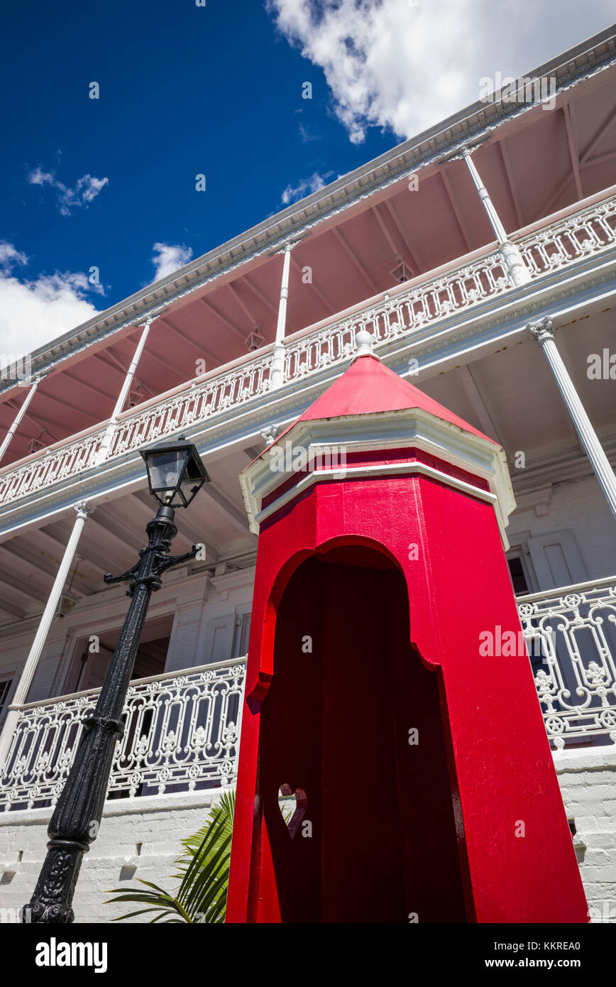 U.S. Virgin Islands, St. Thomas, Charlotte Amalie, Government House, Danish-style Guard House Stock Photo