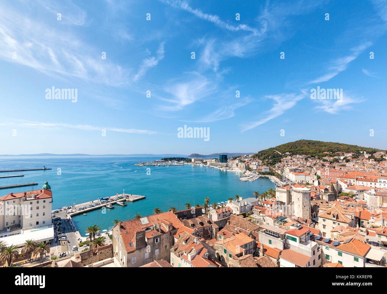 Elevated view of Split from the bell tower of the cathedral, Dalmatia, Croatia Stock Photo