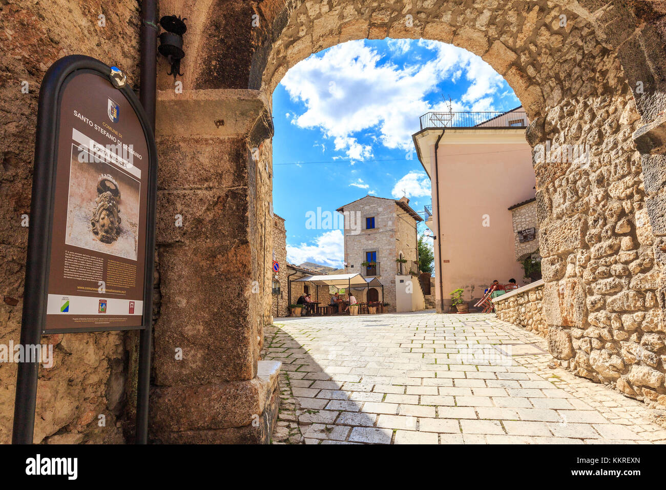 Ancient gateway called Porta Medicea to the village of Santo Stefano di Sessanio, Abruzzo, Italy