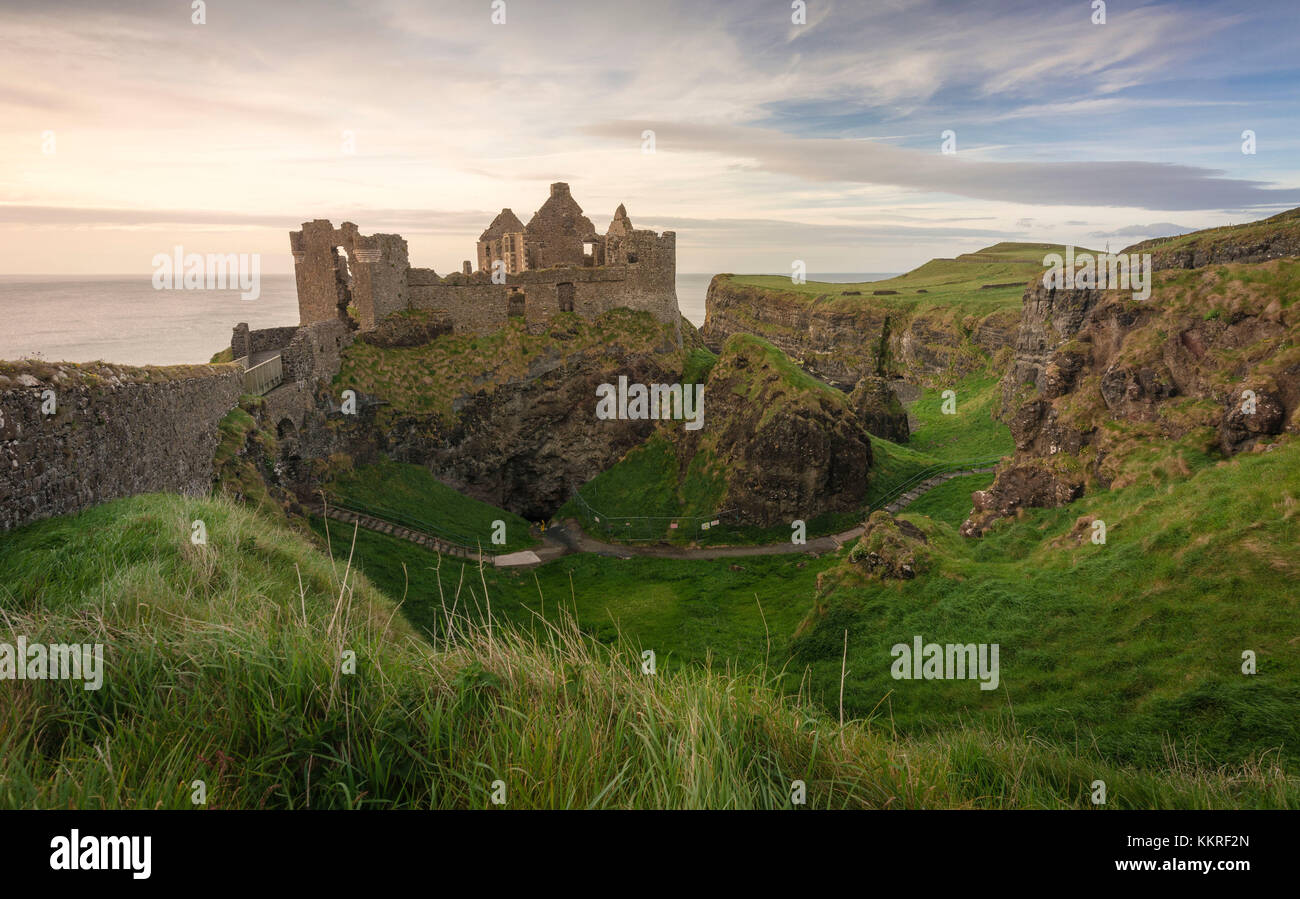 Dunluce Castle ruins, Northern Ireland, County Antrim, Bushmills, United Kingdom Stock Photo