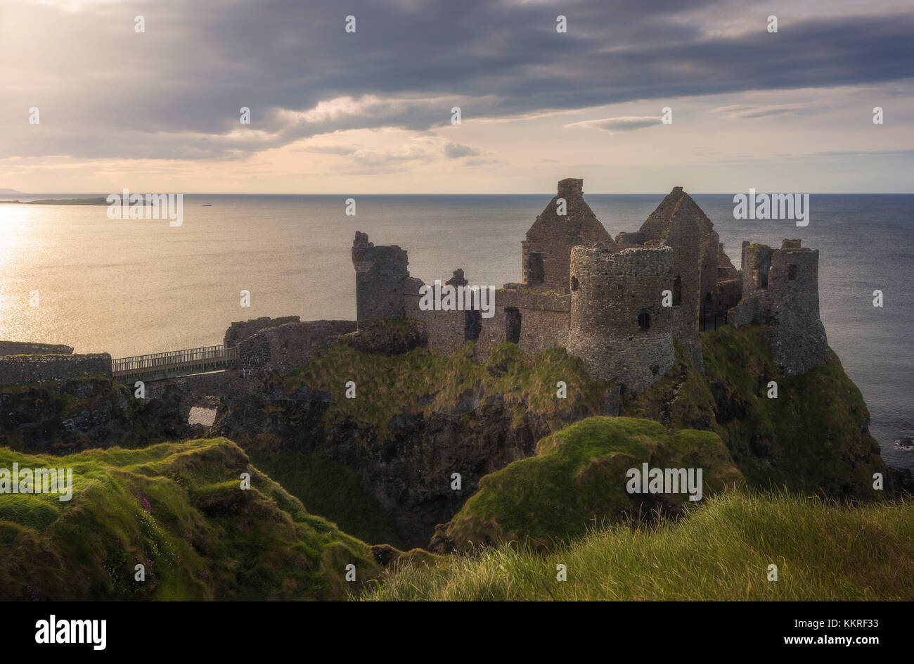 Dunluce Castle ruins, Northern Ireland, County Antrim, Bushmills, United Kingdom Stock Photo