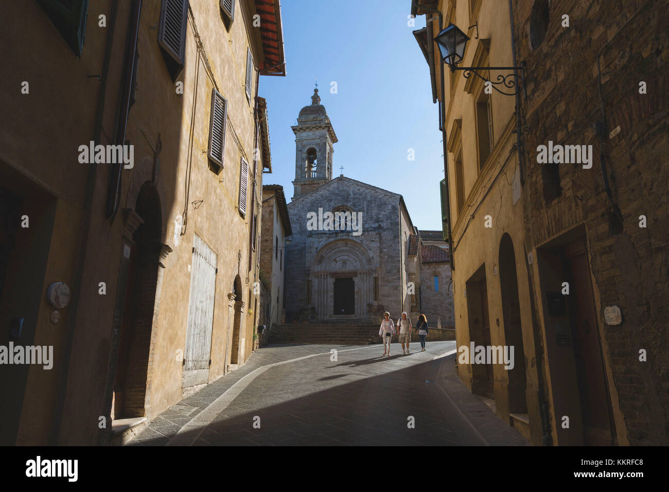 Europe, Italy, Tuscany, Siena district, Orcia Valley, San Quirico d'Orcia. Church of san Quirico Stock Photo