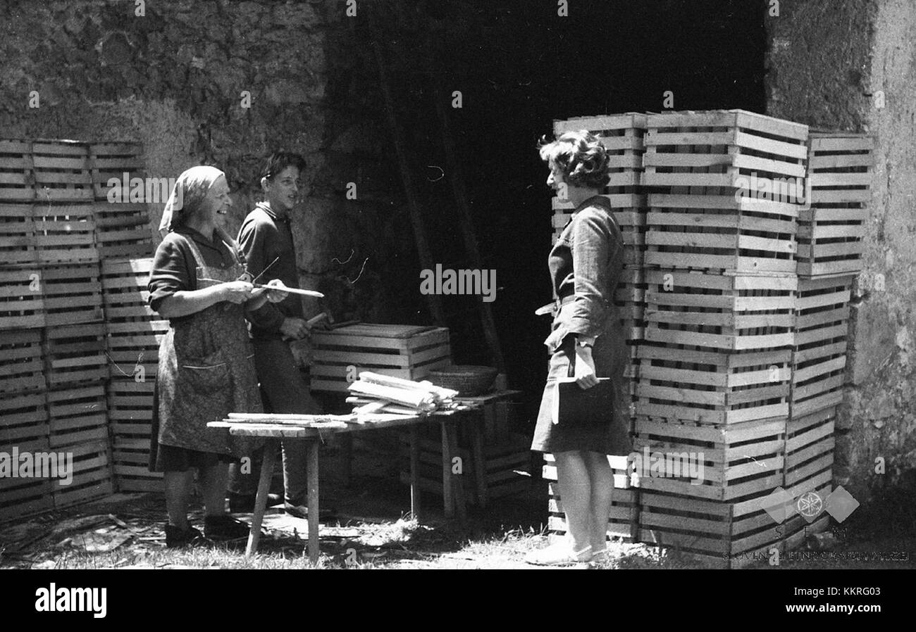 The photo shows the creation of small wooden crates at Polanc, Male ...