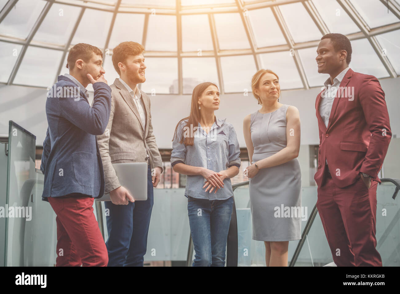 Business People standing on Meeting Conference and discussion Stock