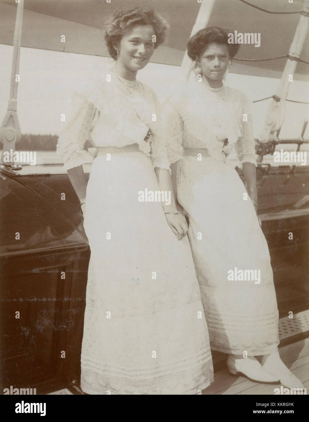 Olga and Tatiana Nikolaevna on the Standart Stock Photo