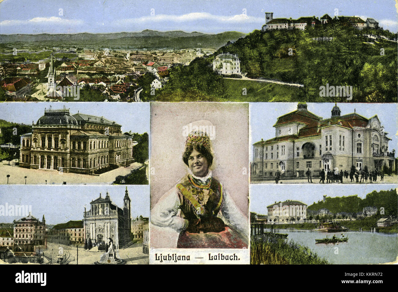 Postcard of Ljubljana 1915 Stock Photo Alamy