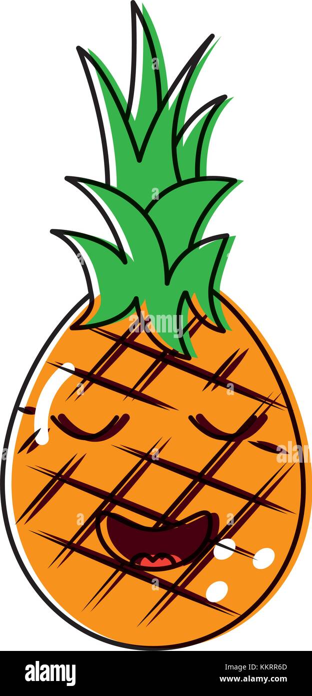 kawaii pineapple fruit expression facial cartoon Stock Vector Image ...