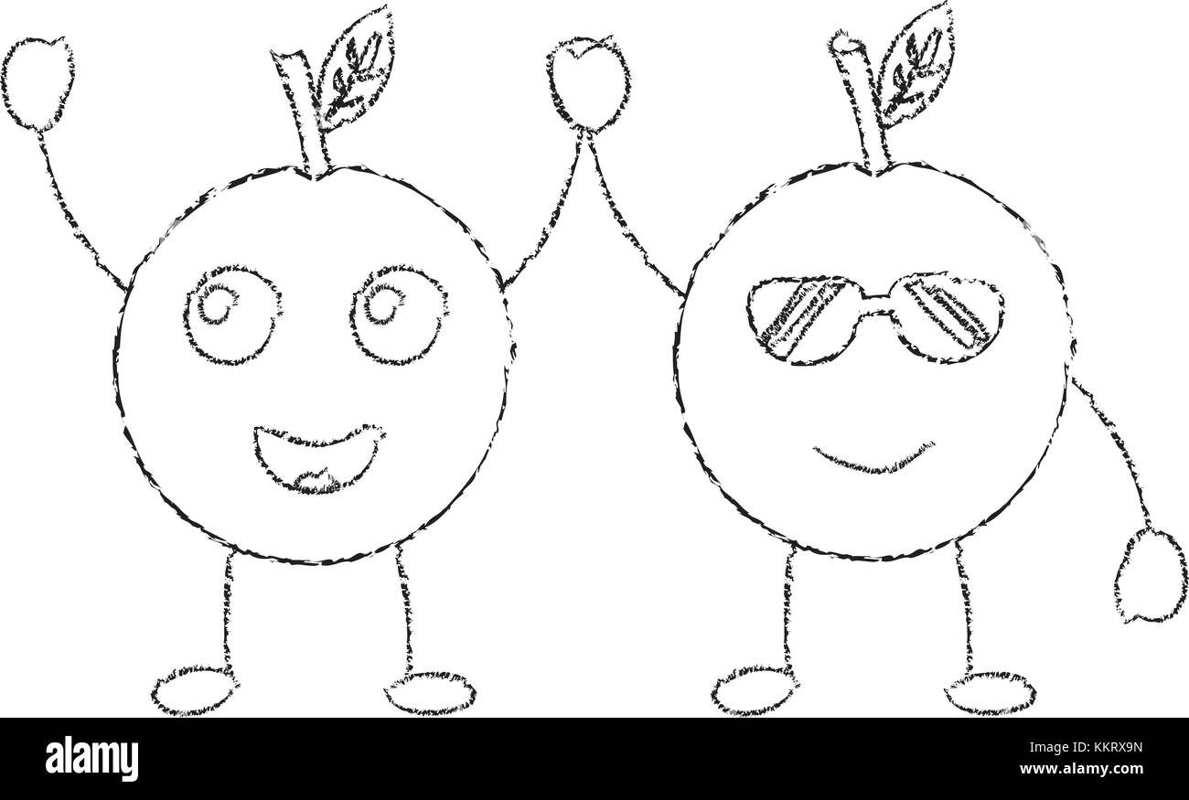 kawaii two cartoon fruit orange funny Stock Vector Image & Art - Alamy