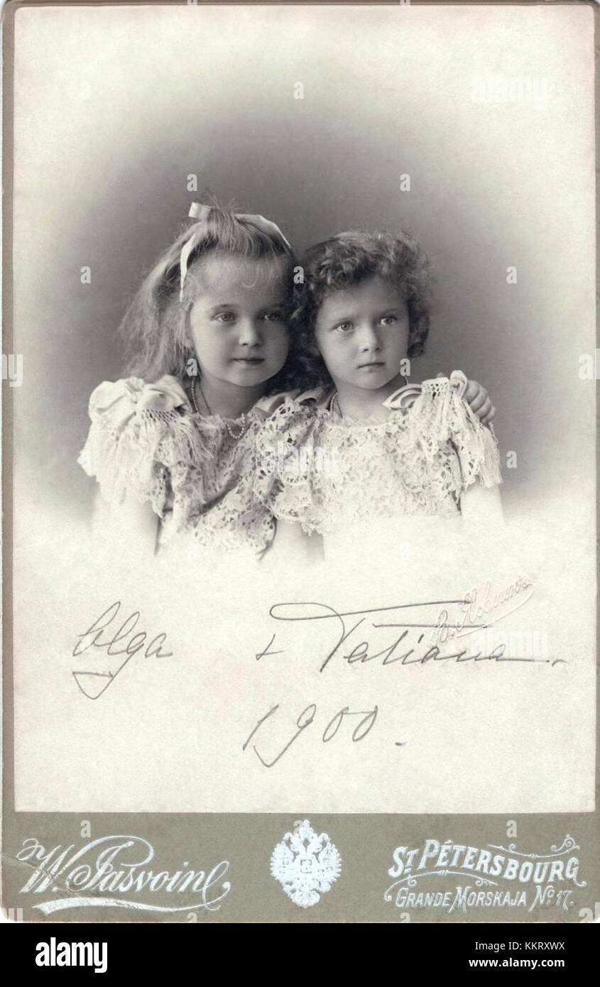 Olga and Tatiana Nikolaevna of Russia 1900 Stock Photo