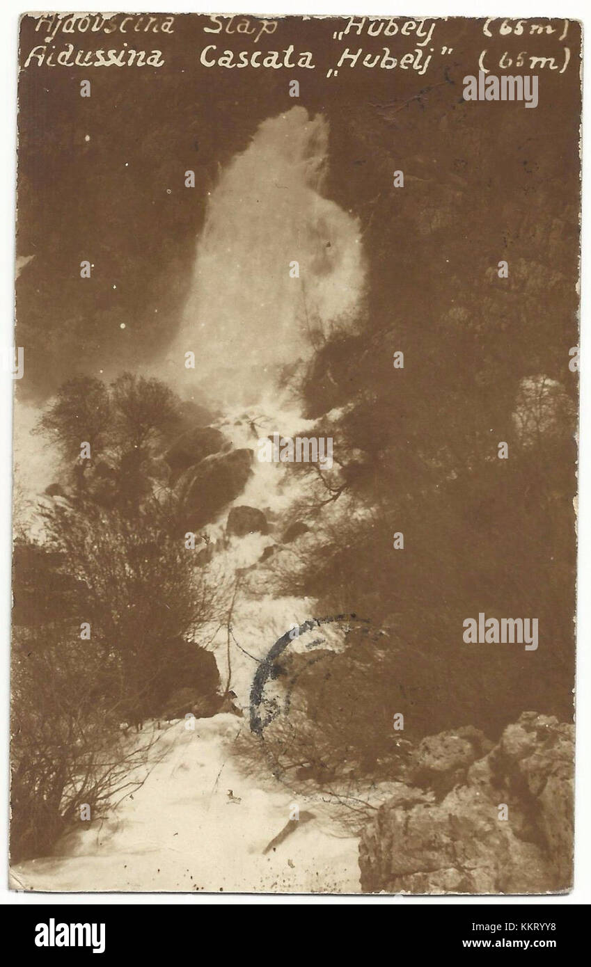 A vintage postcard depicting Hubelj Falls, an iconic natural landmark ...