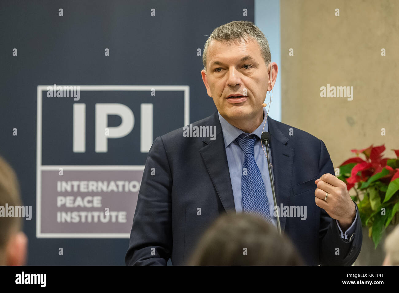 New York, United States. 01st Dec, 2017. Philippe Lazzarini, the Officer in Charge of the Office of the United Nations Special Coordinator for Lebanon, is seen at the International Peace Institute's Trygve Lie Center. Mr. Lazzarini commented upon the impact of the Syrian war which has resulted in 1.5 million Syrian refugees fleeing to Lebanon. Credit: Albin Lohr-Jones/Pacific Press/Alamy Live News Stock Photo